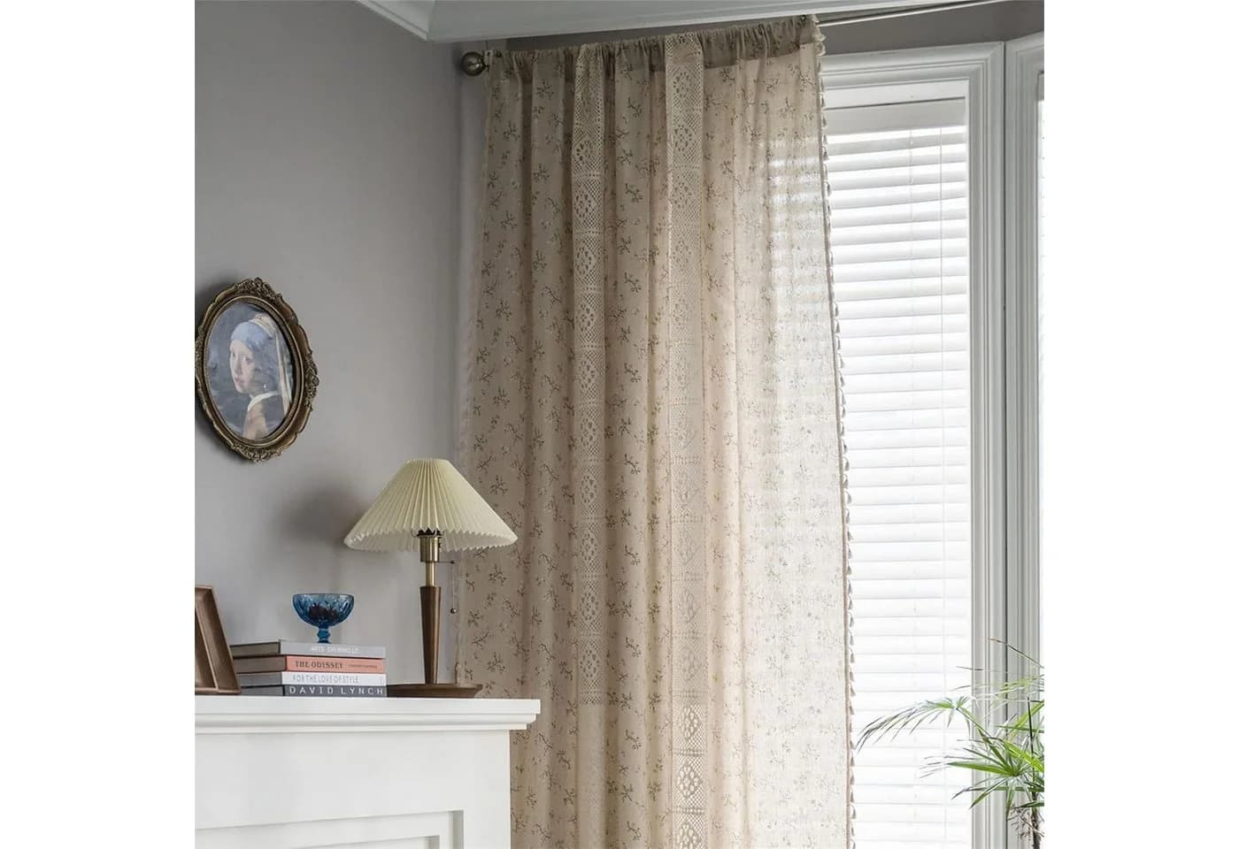 Beige Boho-Vorhang aus Baumwolle und Leinen - Bild 4