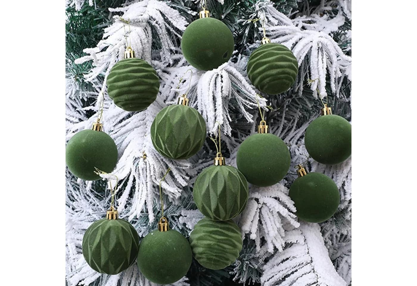 Coonoor Weihnachtsbaumkugel 48er Set Samt-Weihnachtskugeln in 4/6/8 cm