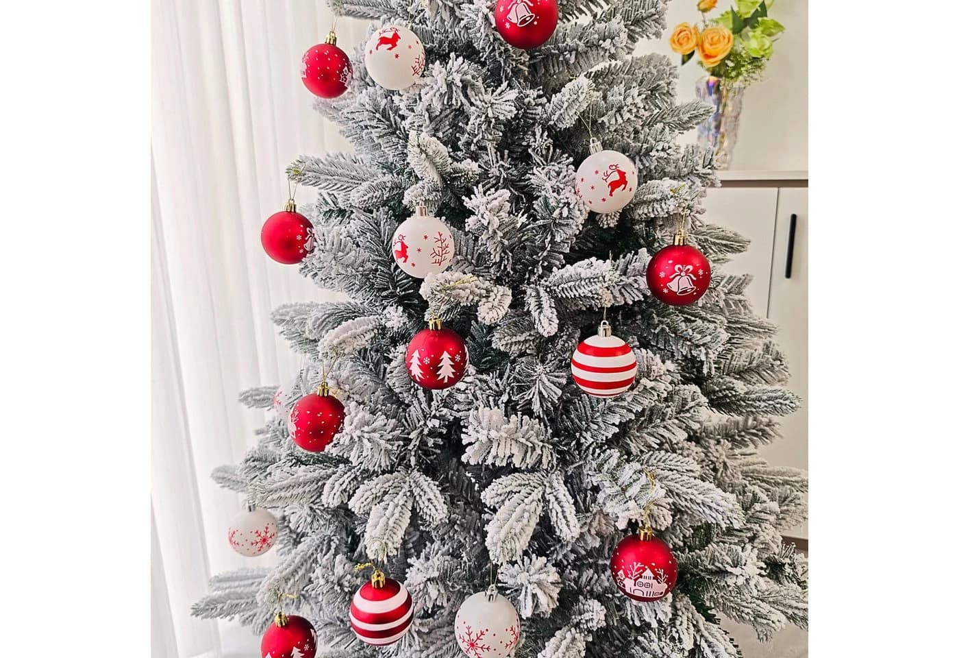 Coonoor Weihnachtsbaumkugel Set 40-46 Stk. Rot/Grün Kunststoff