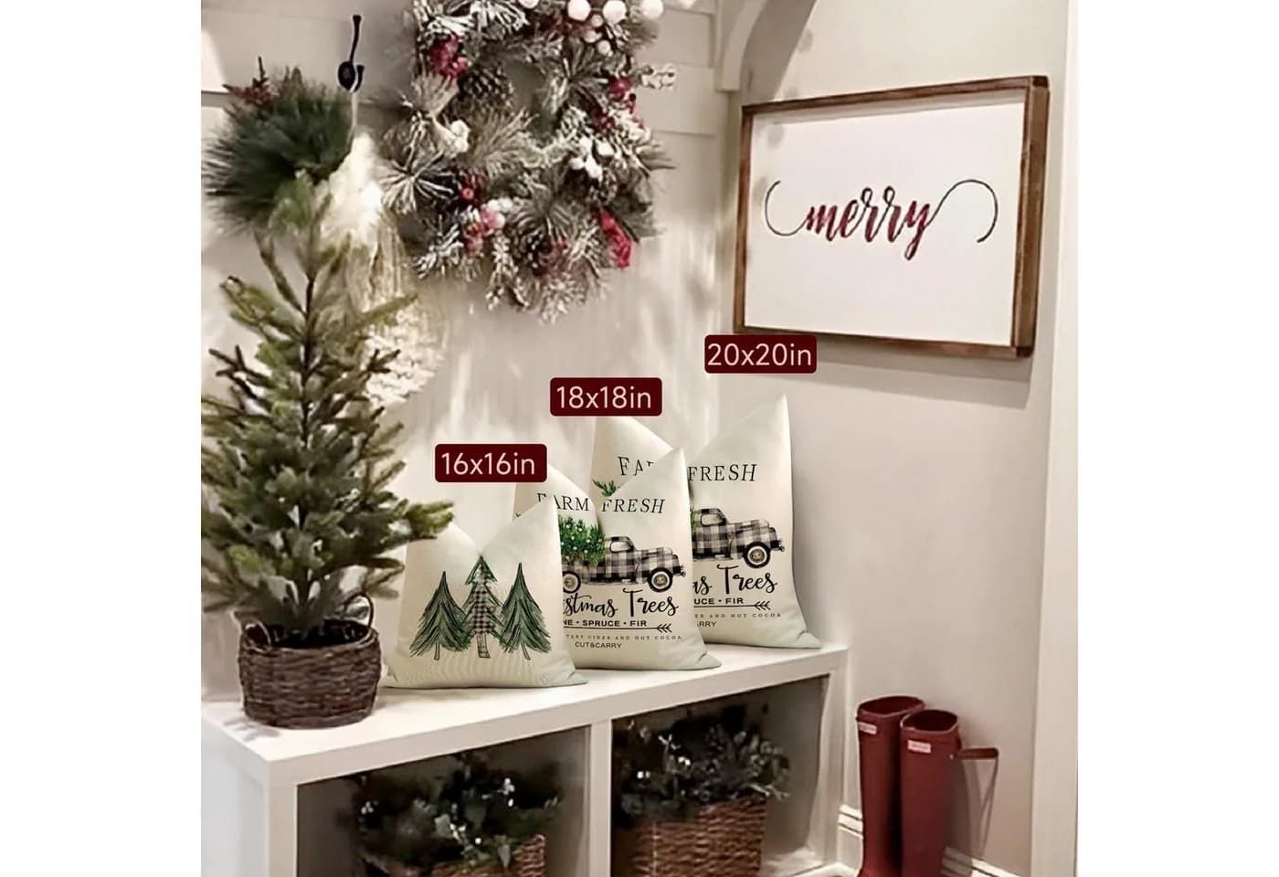 Bomiclss Kissenbezug 4er Set Weihnachtsdesign Leinenmischgewebe