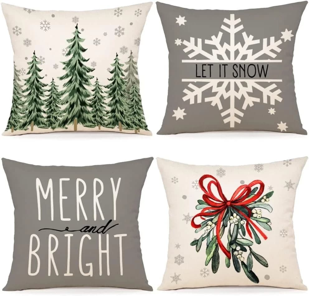 Bomiclss Kissenbezug 4er Set Weihnachtsdesign Leinenmischgewebe - Bild 2
