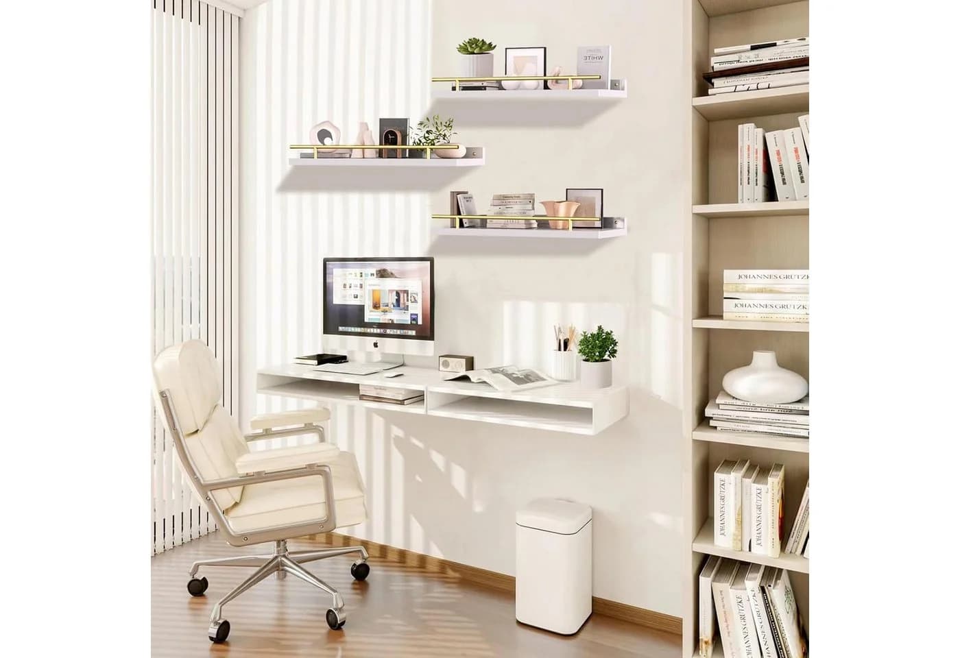 Venkuber Wandregal 3-tlg. Paulownia-Holz & Stahl Schweberegale - Bild 4