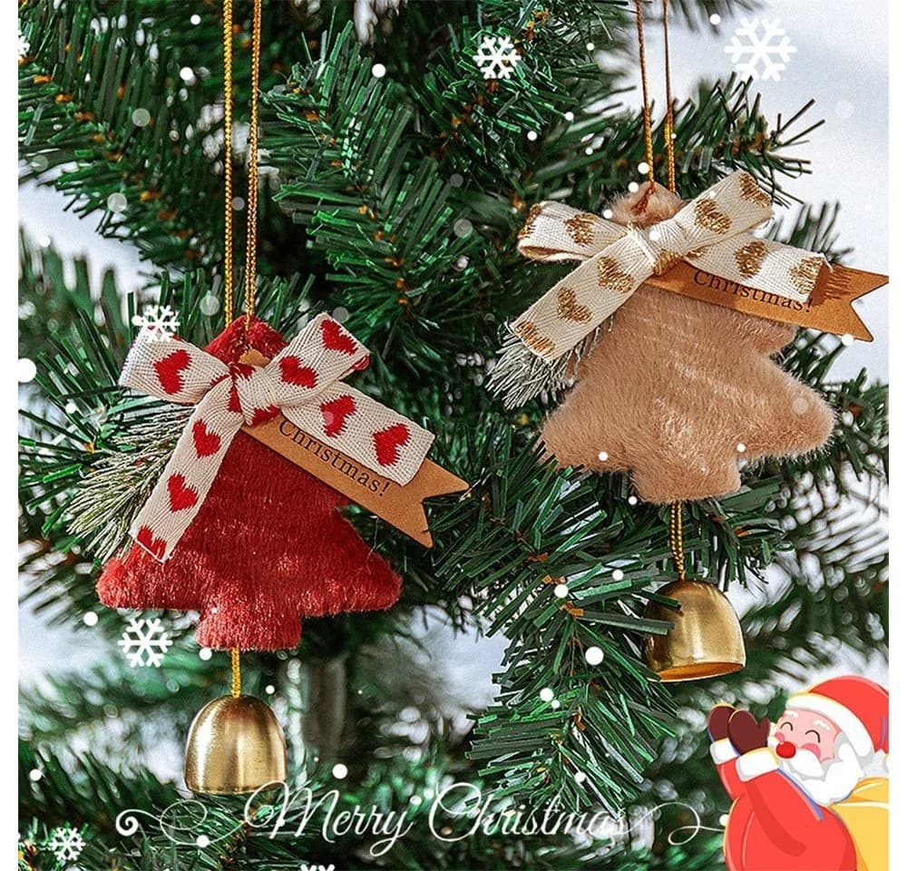 CLTYQ Christbaumschmuck Schneeflocken mit Glocke (4-tlg) Plüsch Dekoration Weiß