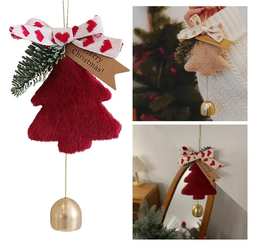 CLTYQ Christbaumschmuck Schneeflocken mit Glocke (4-tlg) Plüsch Dekoration Weiß - Bild 5