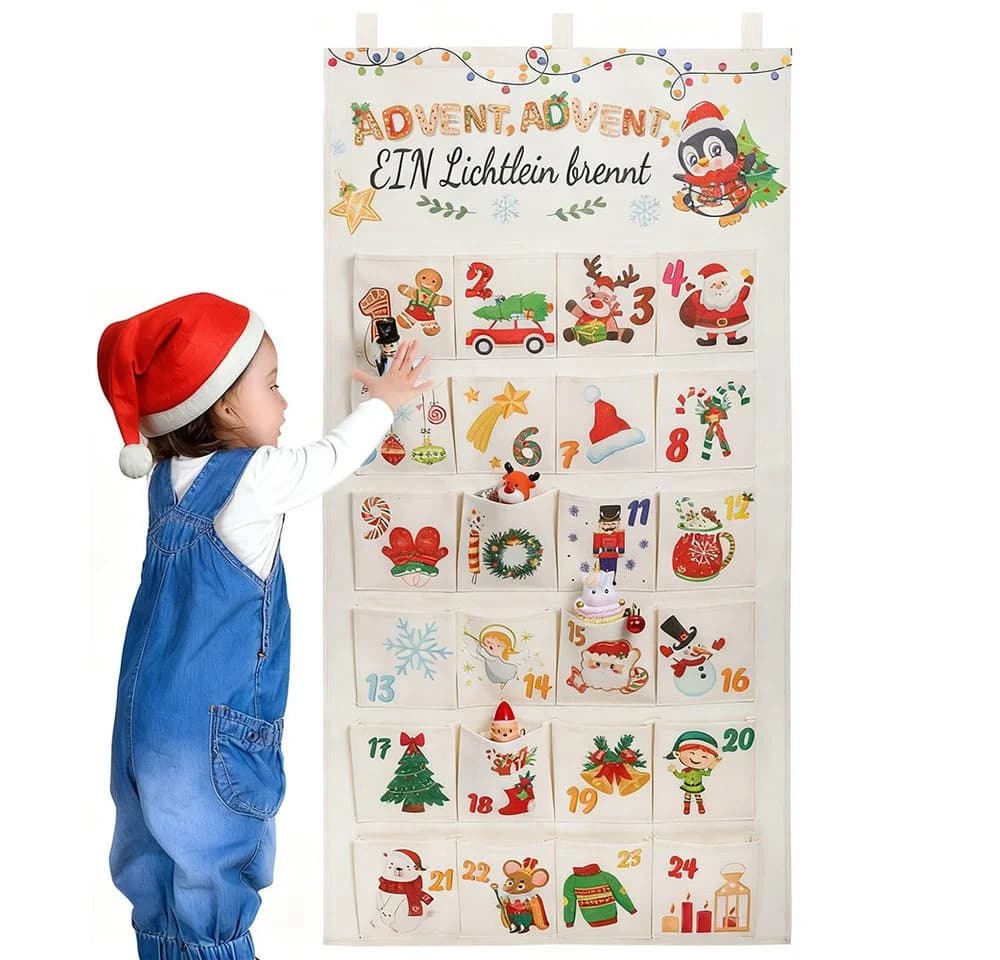 CLTYQ befüllbarer Adventskalender 24-Türig Stoff Bunt - Bild 2