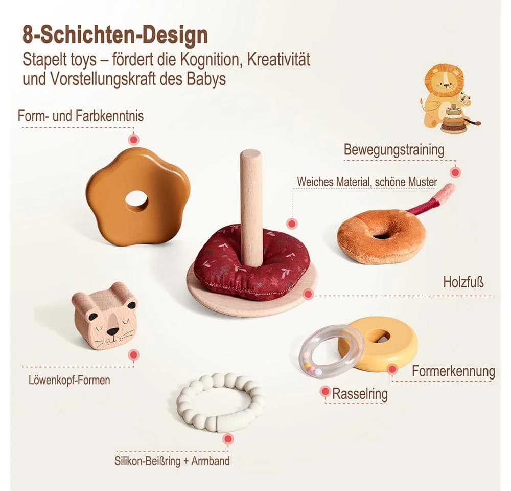 CLTYQ Stapelspielzeug Stapelbecher Spielzeug, 8 Becher, Montessori-Spielzeug für Babys, ab 18 Monaten - Bild 3