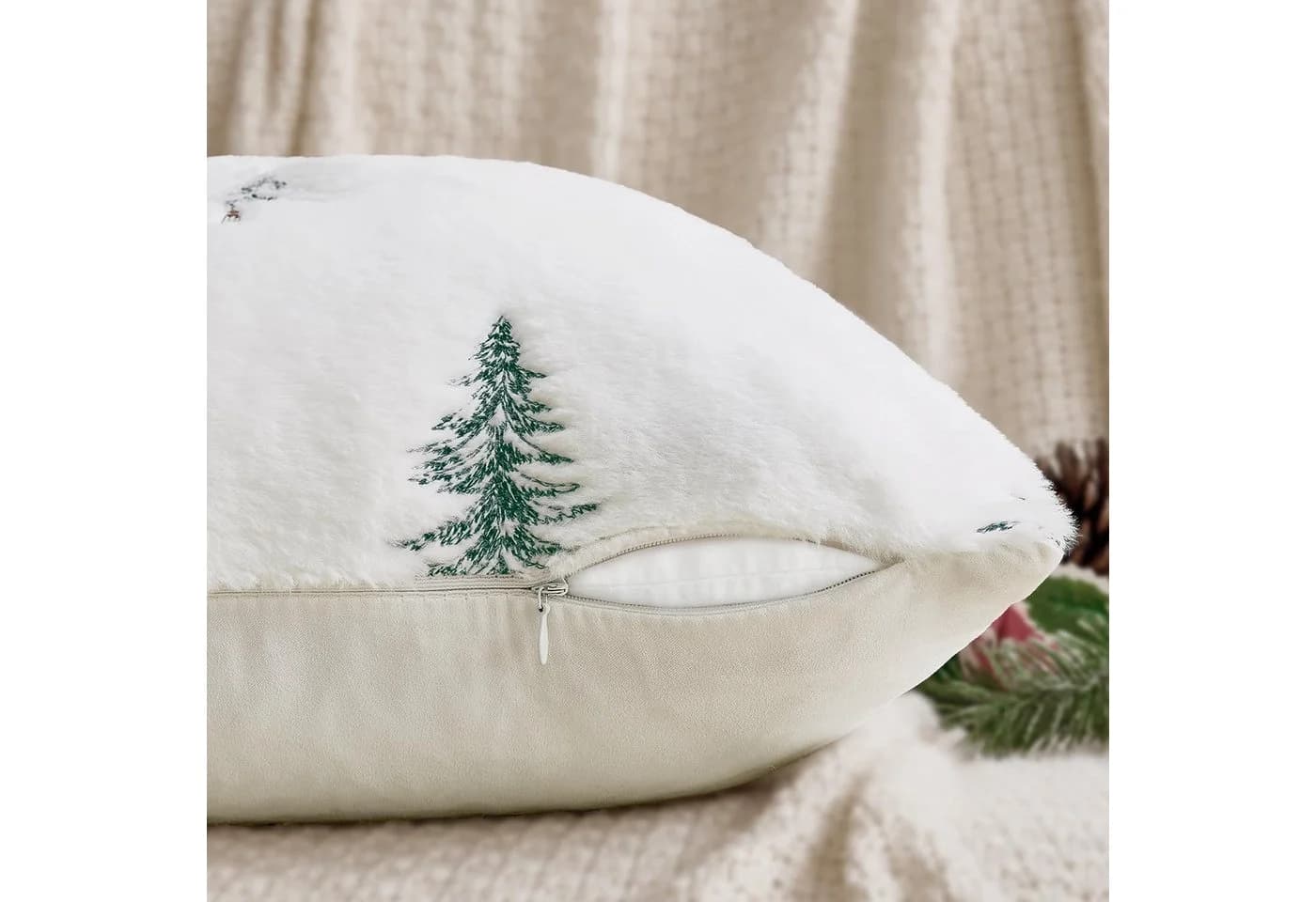 CLTYQ Kissenbezug Kunstpelz Weihnachten 45x45cm 2er Pack - Bild 4