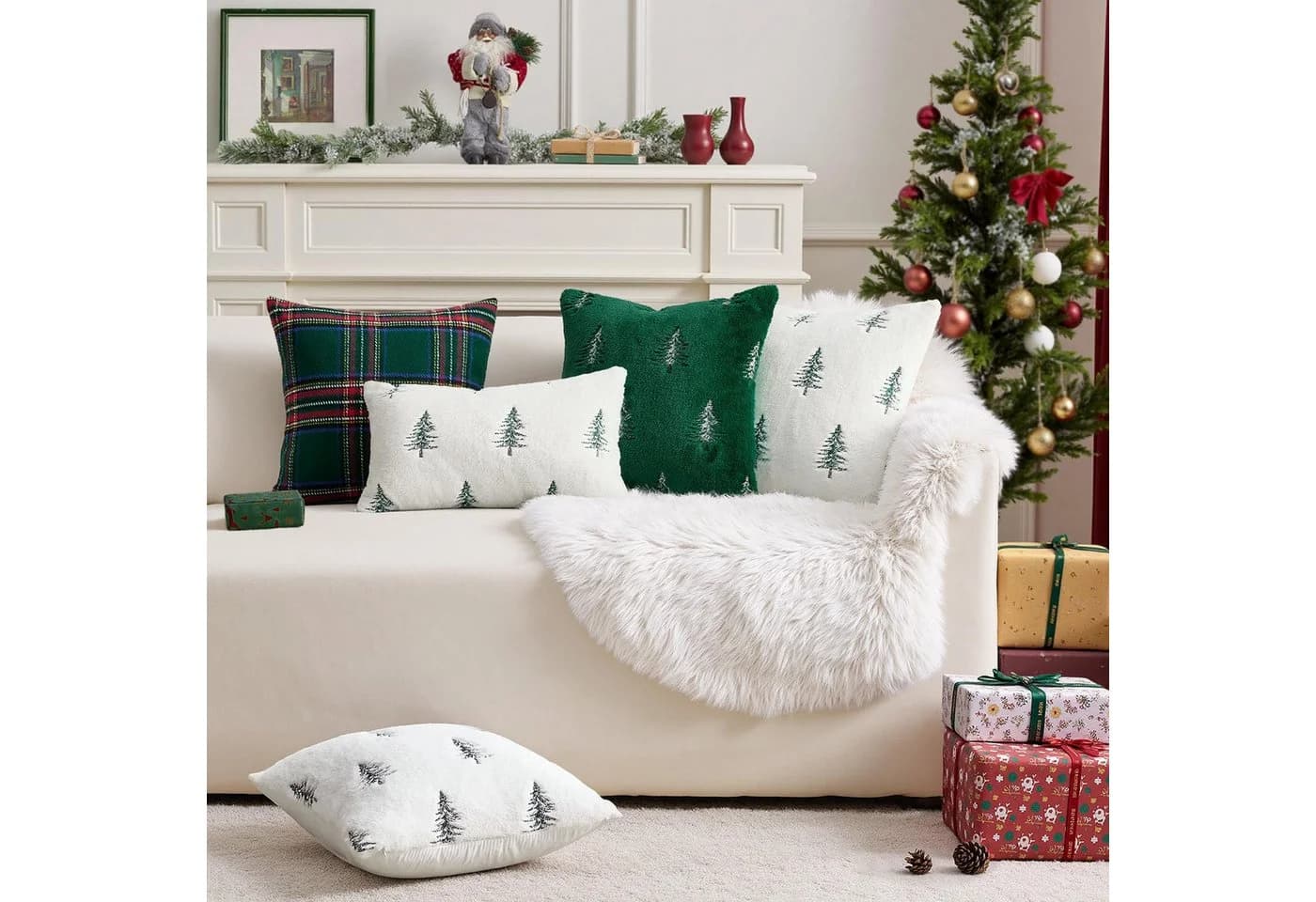 CLTYQ Kissenbezug Kunstpelz Weihnachten 45x45cm 2er Pack - Bild 5