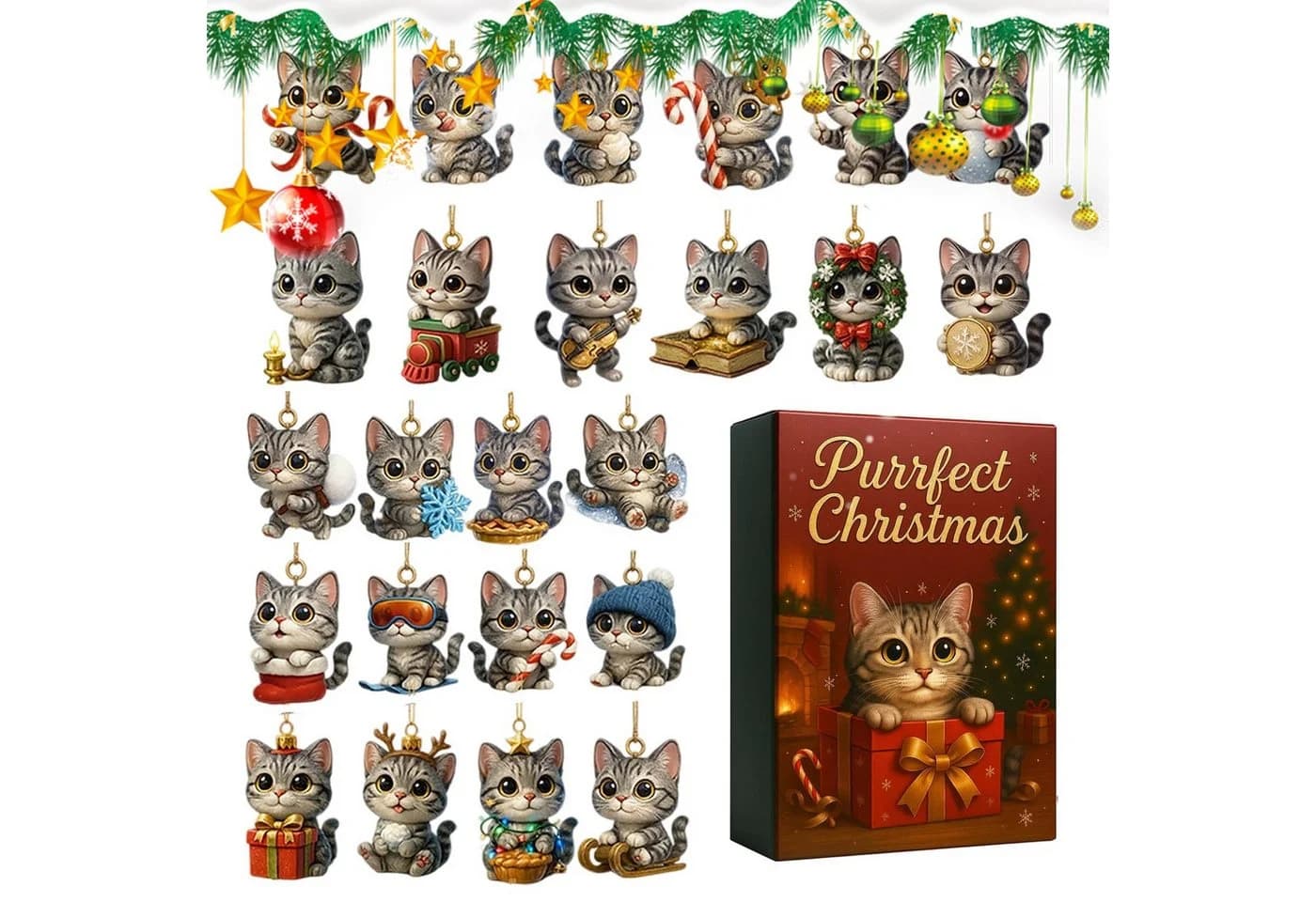 CLTYQ Adventskalender Katzen-Adventskalender 2025 Acryl - Bild 5