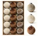 CLTYQ Weihnachtsbaumkugeln 15-teilig Samt Braun/Grün/Beige 8 cm Bild 2