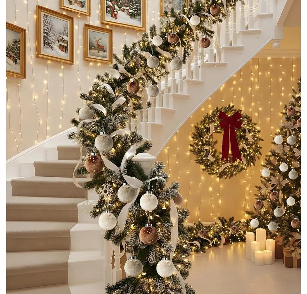 CLTYQ Weihnachtsbaumkugeln 15-teilig Samt Braun/Grün/Beige 8 cm - Bild 5