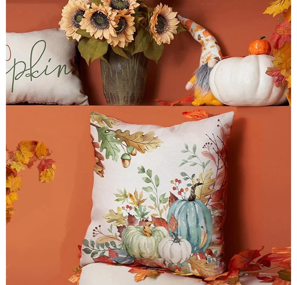 CLTYQ Kissenbezug Herbst-Motiv Leinen 45x45cm Grün