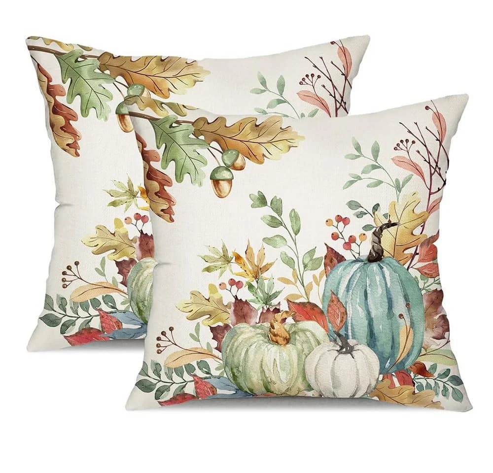 CLTYQ Kissenbezug Herbst-Motiv Leinen 45x45cm Grün - Bild 2
