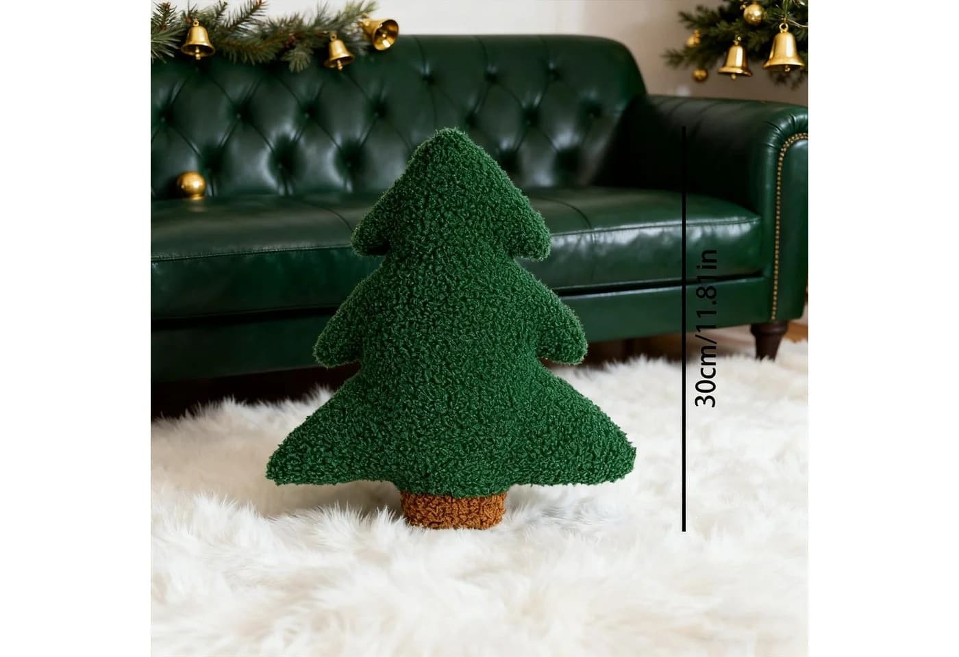 CLTYQ Dekokissen Weihnachtsbaum-Form Grün Plüschkissen - Bild 3