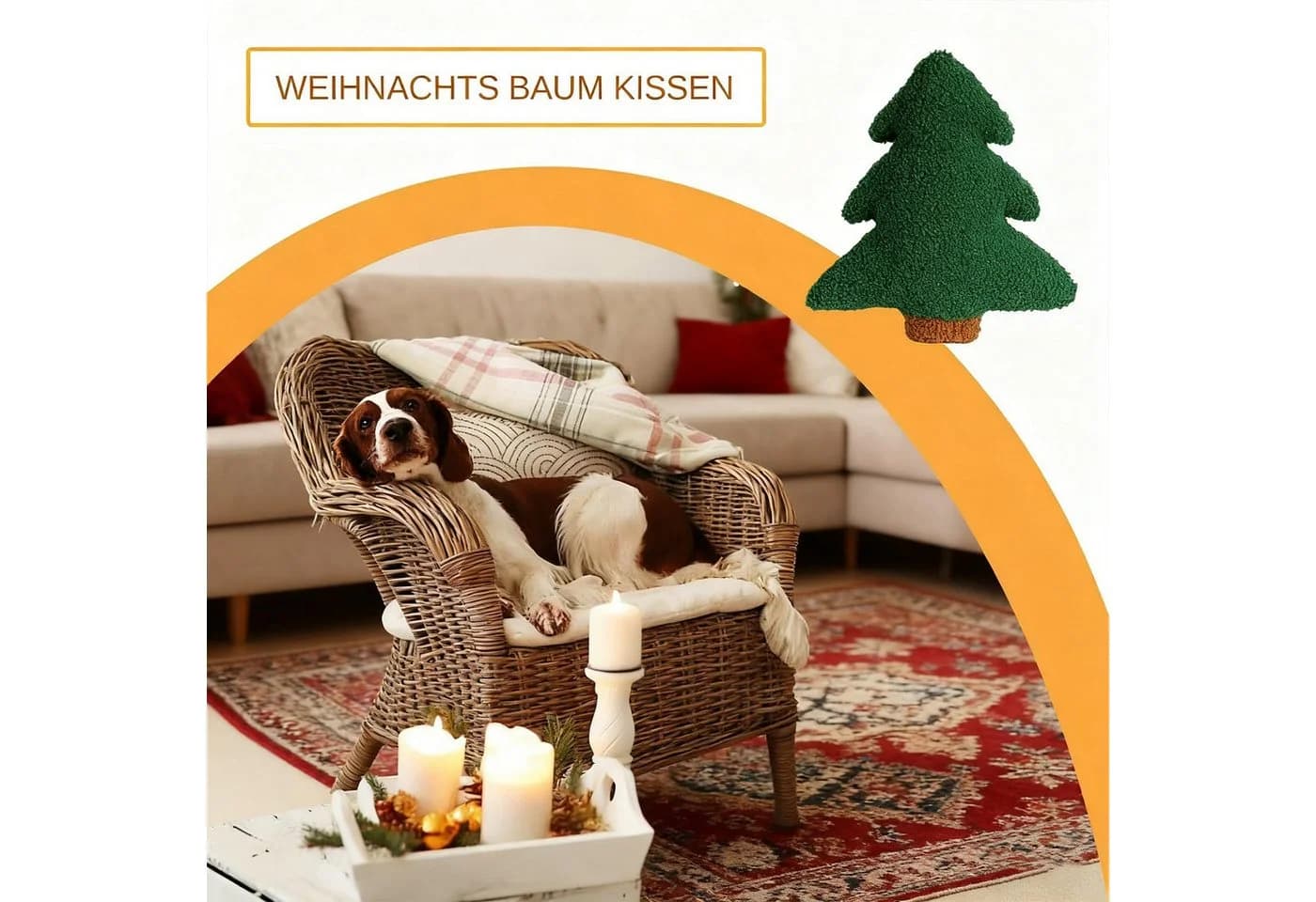 CLTYQ Dekokissen Weihnachtsbaum-Form Grün Plüschkissen - Bild 4