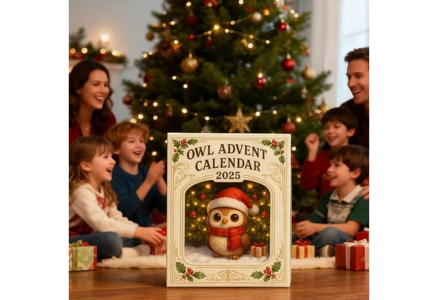CLTYQ Adventskalender Eulen-Adventskalender 2025 24-tägiger Weihnachtskalender Flaches Muster 24 Geschenke mit Mini-Eulenfiguren