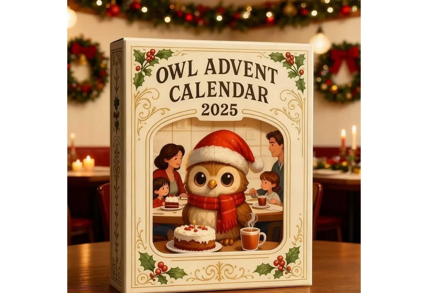 CLTYQ Adventskalender Eulen-Adventskalender 2025 24-tägiger Weihnachtskalender Flaches Muster 24 Geschenke mit Mini-Eulenfiguren - Bild 3