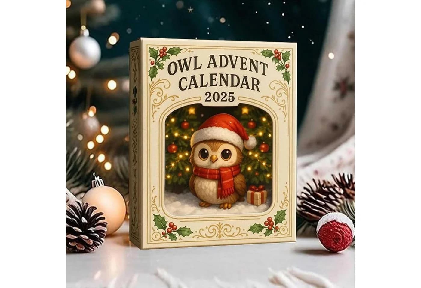 CLTYQ Adventskalender Eulen-Adventskalender 2025 24-tägiger Weihnachtskalender Flaches Muster 24 Geschenke mit Mini-Eulenfiguren - Bild 4