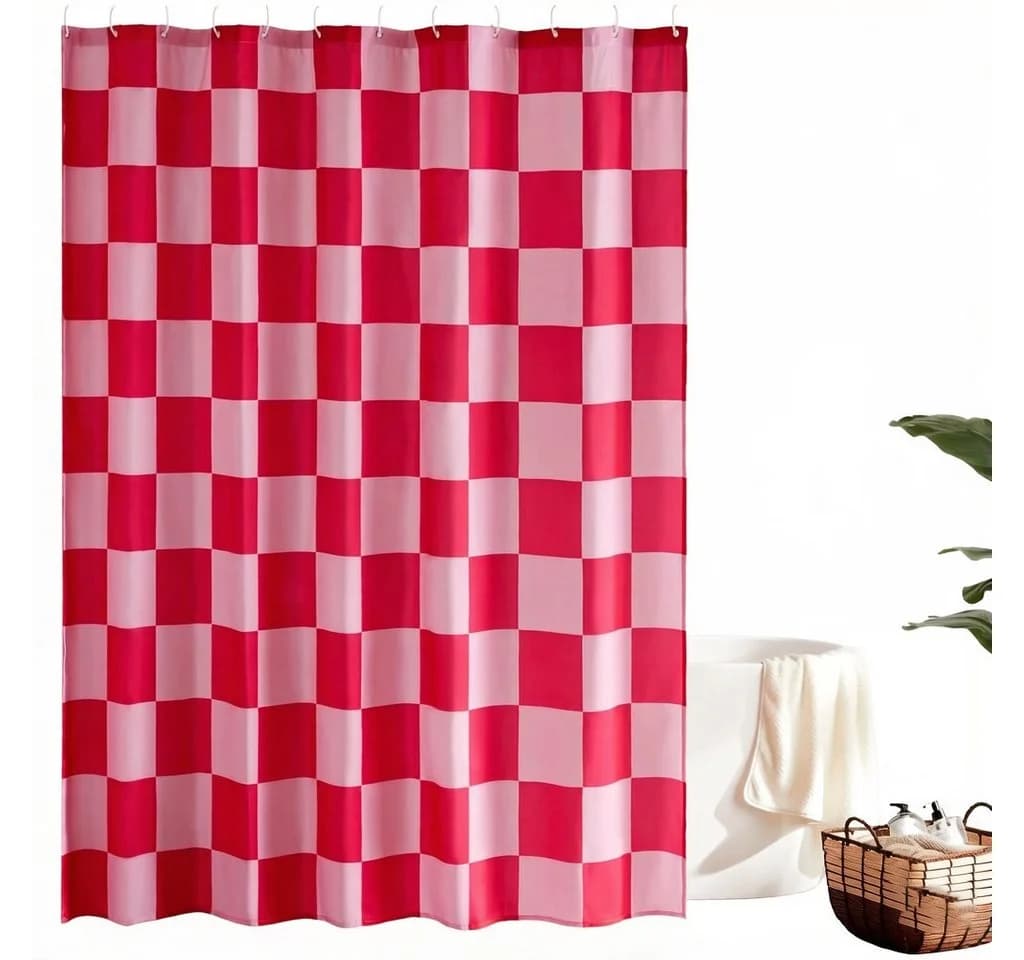 Minicloss Duschvorhang Retro-Schachbrettmuster 183x183 cm - Bild 2