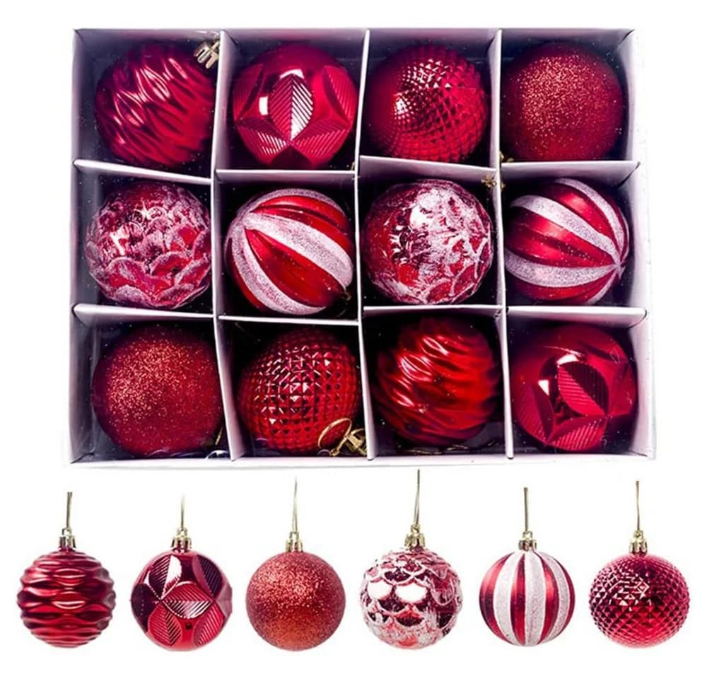 Bextsrack Weihnachtsbaumkugeln 12-teiliges Set Rot - Bild 2