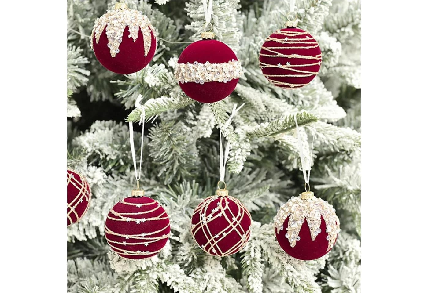 Bextsrack Weihnachtsbaumkugeln 12-teiliges Set Weinrot