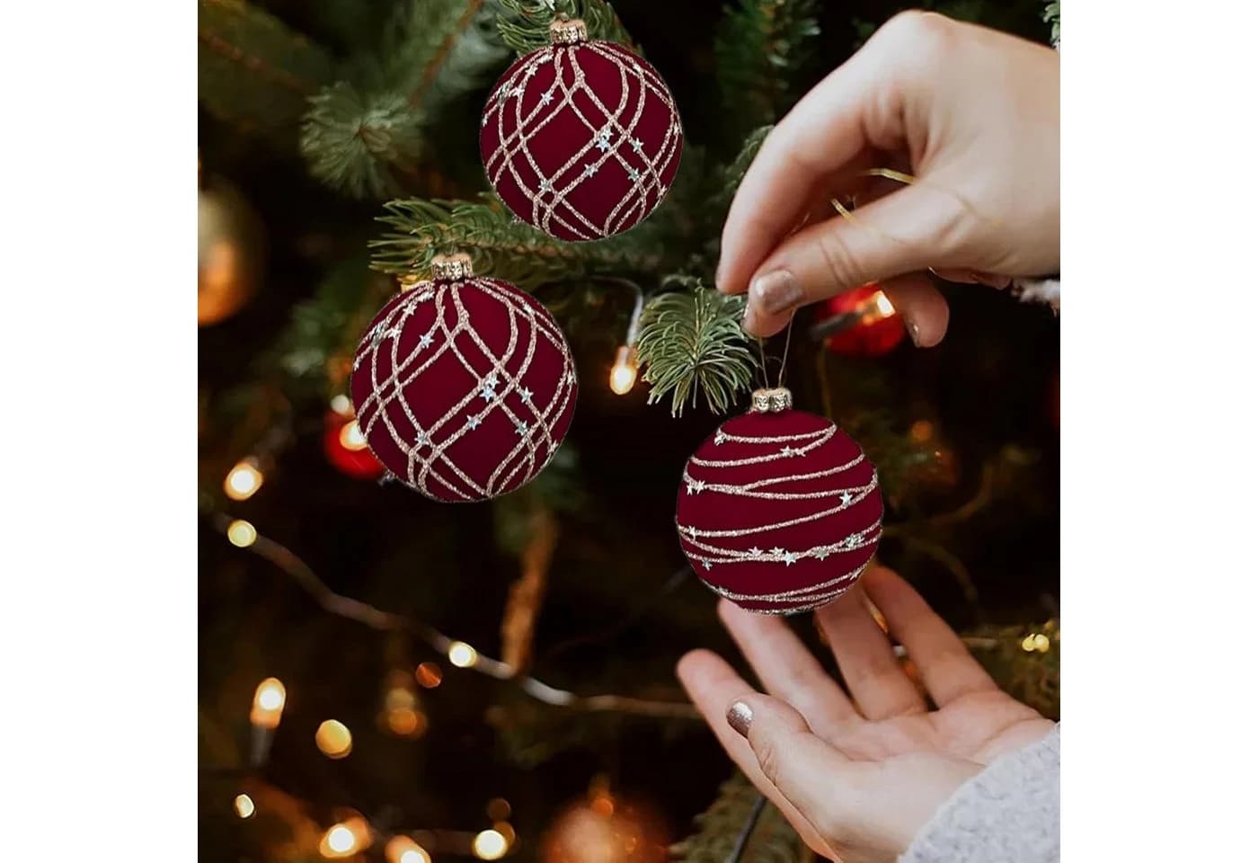 Bextsrack Weihnachtsbaumkugeln 12-teiliges Set Weinrot - Bild 3
