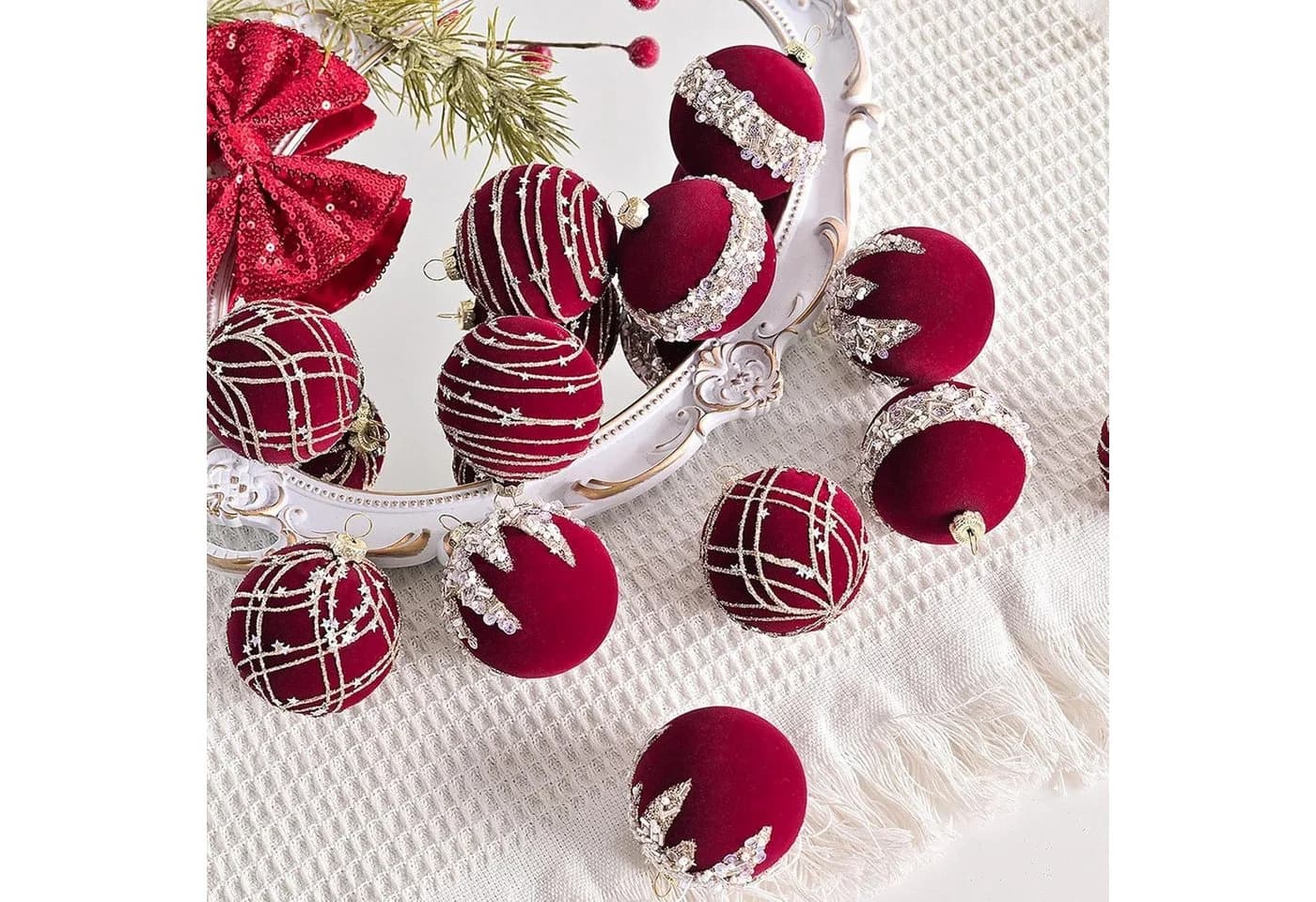 Bextsrack Weihnachtsbaumkugeln 12-teiliges Set Weinrot - Bild 4