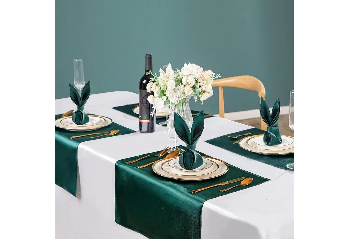 Cachito Satin-Stoffserviette Dunkelgrün 48x48 cm 10er Set - Bild 4