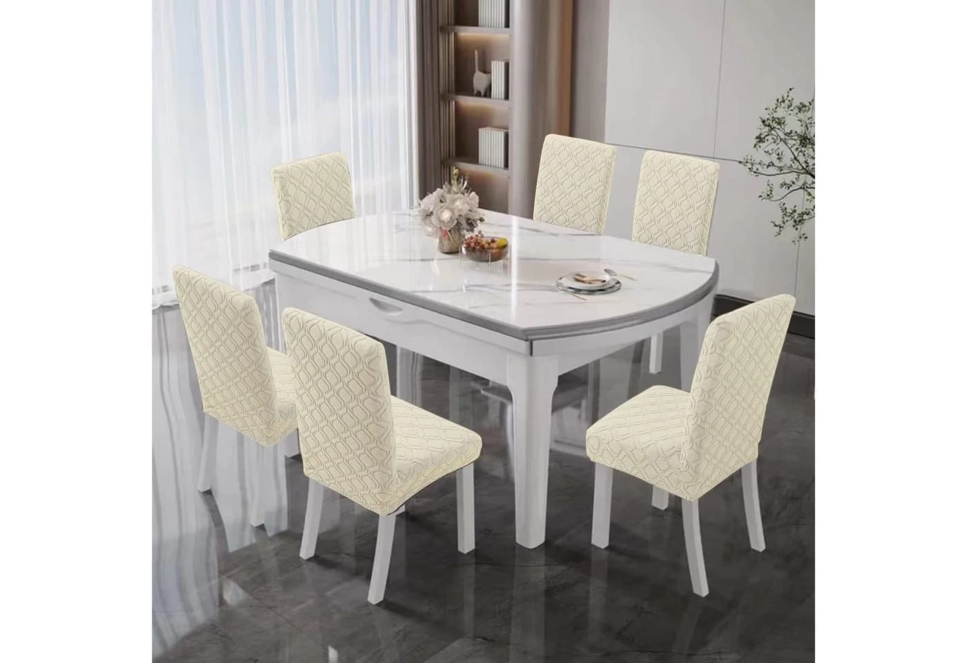 Minicloss Stuhlhusse Stretch Beige Mikrofaser Waschbar