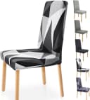 Minicloss Stuhlhusse Stretch Schwarz Graffiti Modernes Muster Bild 2