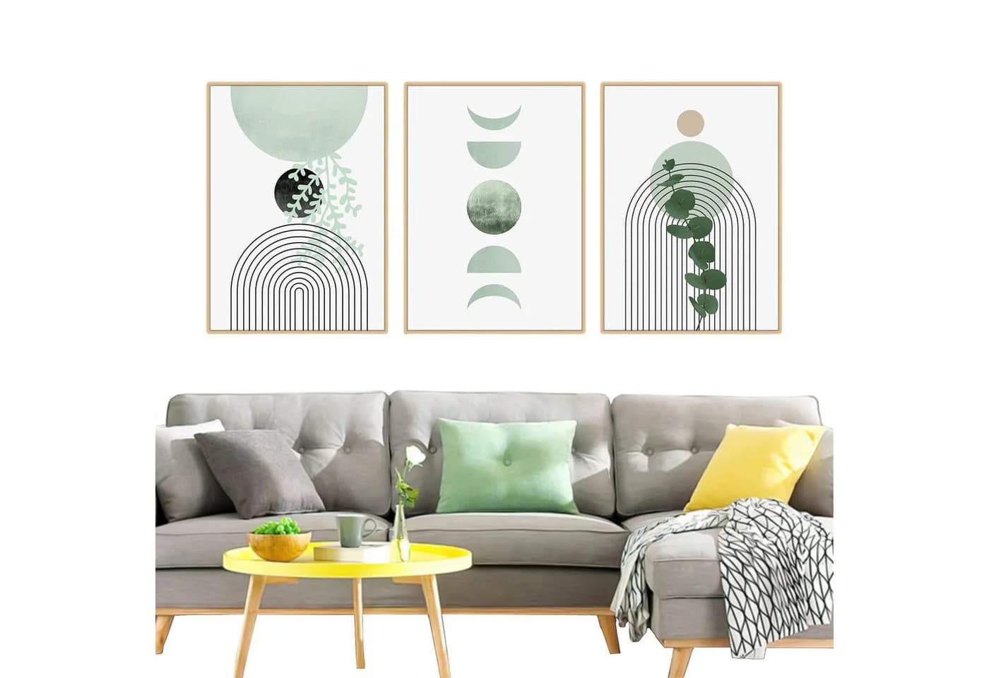 Coonoor Boho Wandbild Set 3-teilig Grünpflanzen Modern - Bild 2