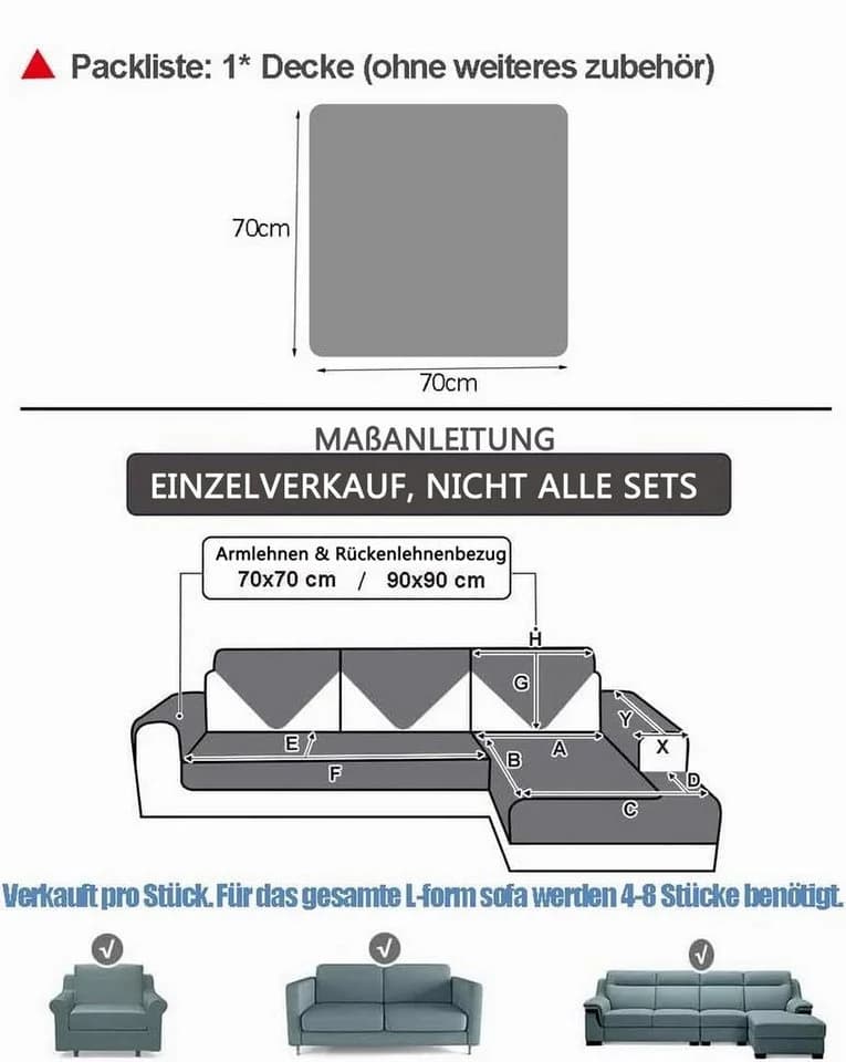 Minicloss Sofaschoner Schlichtes, modernes Sofabezugs, dickes Sofahussen, rutschfest - Bild 2