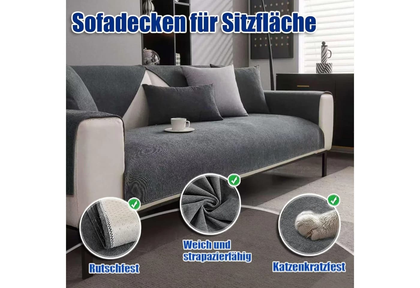 Minicloss Sofaschoner Anti-Rutsch Chenille - Bild 4