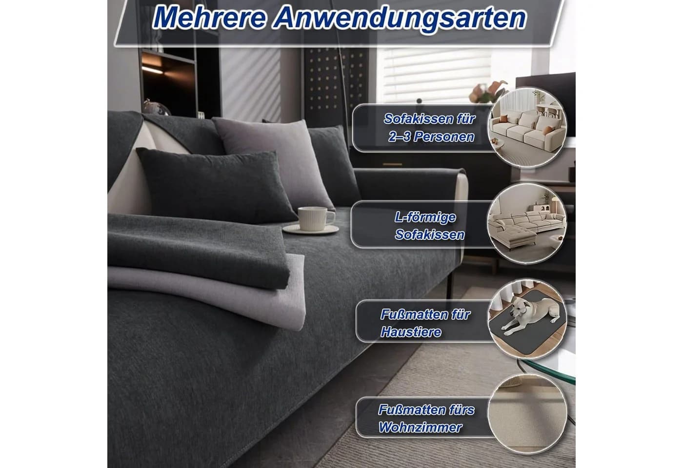 Minicloss Sofaschoner Anti-Rutsch Chenille - Bild 5