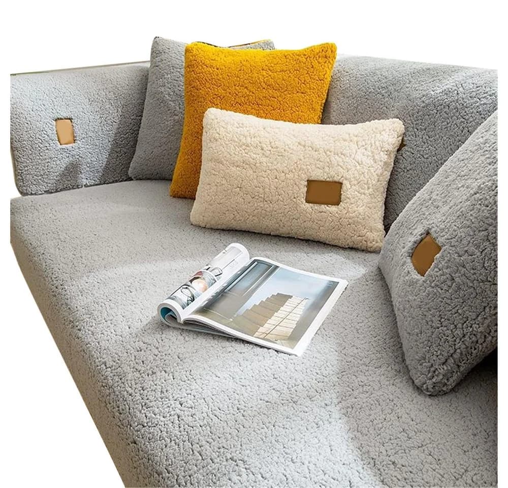 Minicloss Sofaschoner Hellgrau Anti-Rutsch Plüsch - Bild 2