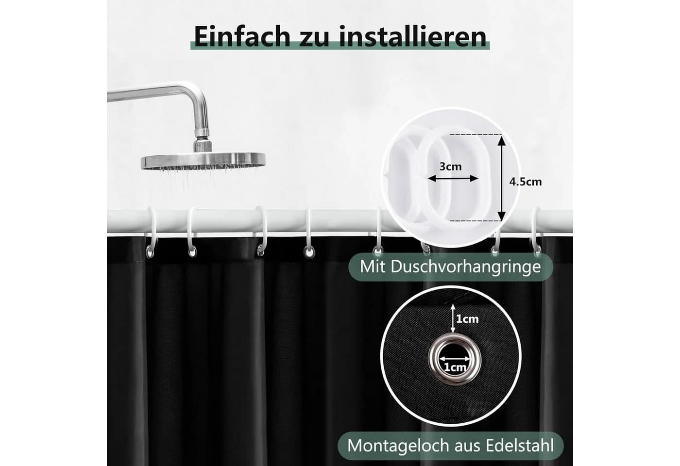 Minicloss Duschvorhang Anti-Schimmel 180 cm - Bild 5