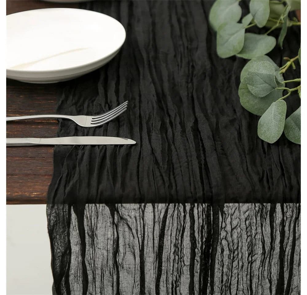 Minicloss Tischläufer Bali-Gaze Schwarz Bohemian 300 cm