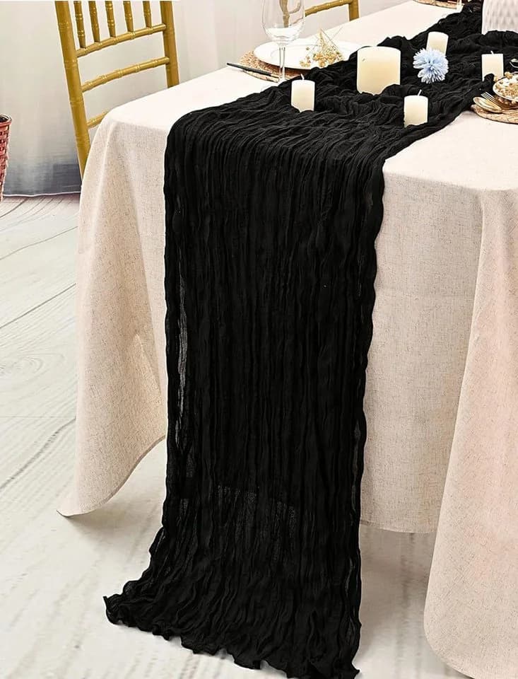 Minicloss Tischläufer Bali-Gaze Schwarz Bohemian 300 cm - Bild 3