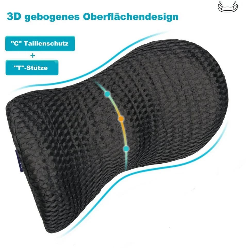 Zaewry Ergonomisches Rückenkissen Memory Foam Lendenstütze Blau - Bild 3