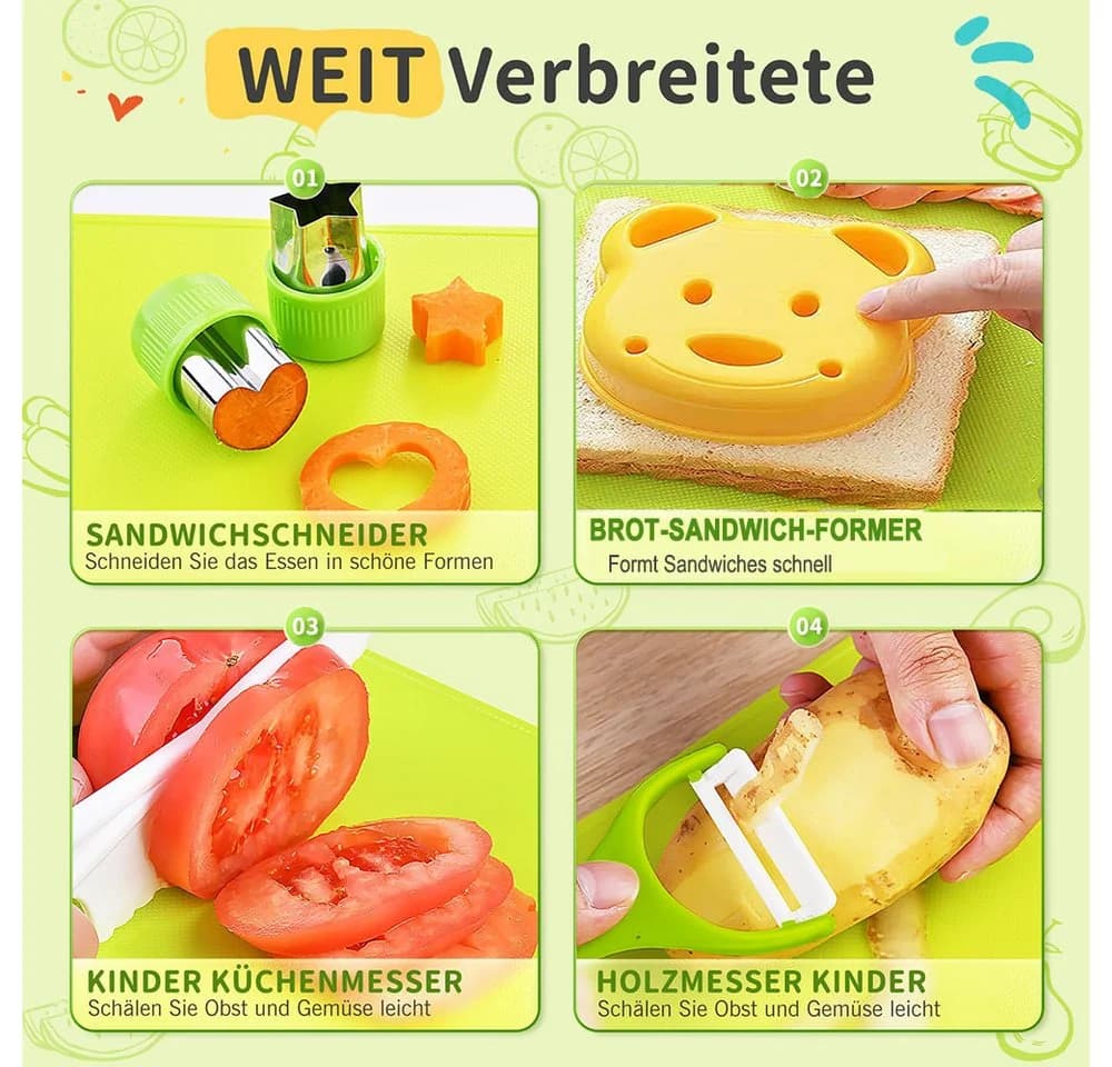 CLTYQ Kinderkochmesser 17-teiliges Set BPA-frei Holz & Kunststoff - Bild 4