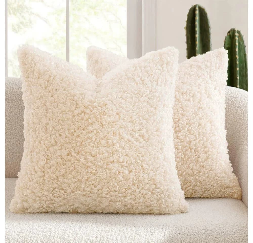 CLTYQ Kissenbezug Kunstfell Sherpa 45x45cm Beige