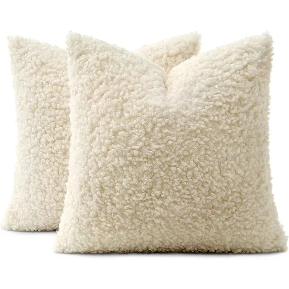 CLTYQ Kissenbezug Kunstfell Sherpa 45x45cm Beige - Bild 2