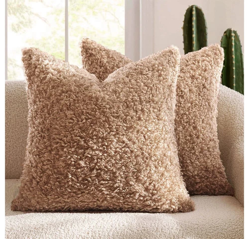CLTYQ Kissenbezug Kunstfell 45x45cm Beige Flauschig Deko