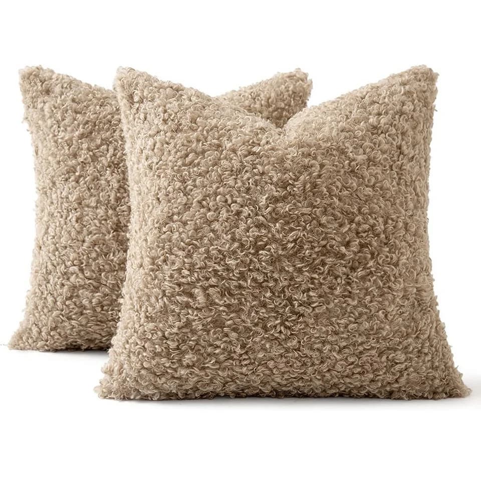 CLTYQ Kissenbezug Kunstfell 45x45cm Beige Flauschig Deko - Bild 2