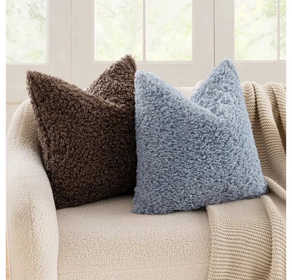 CLTYQ Kissenbezug Kunstfell 45x45cm Beige Flauschig Deko - Bild 3