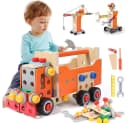 CLTYQ Spielwerkzeugkoffer Holz-Werkzeugset für Kinder 124-tlg. mit Akku-Schrauber Bild 2