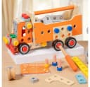 CLTYQ Spielwerkzeugkoffer Holz-Werkzeugset für Kinder 124-tlg. mit Akku-Schrauber Bild 3