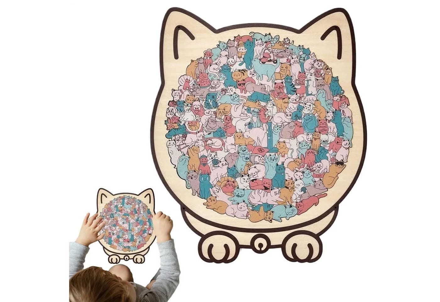 Zaewry Katzen-Holzpuzzle 135 Teile Morandi-Farben - Bild 2