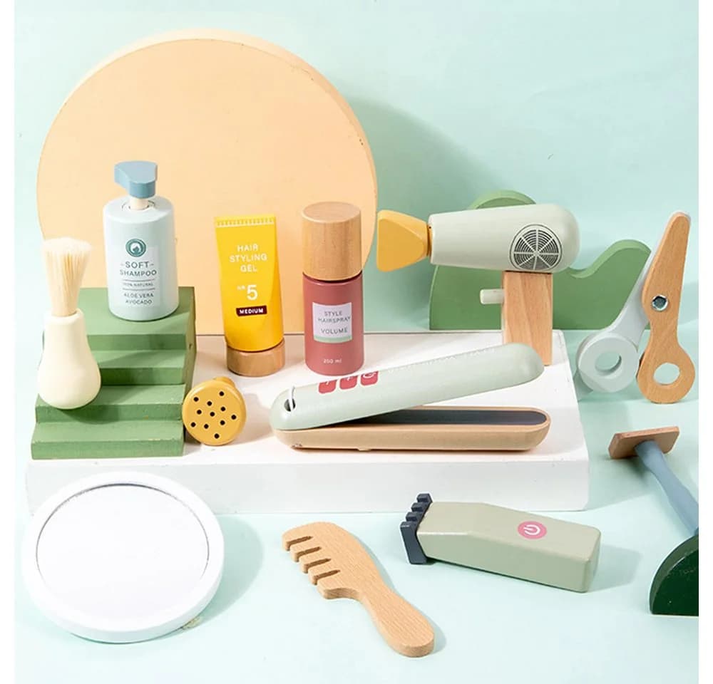 Zaewry Spielzeug-Frisierkoffer Kinder Holz Friseur Spielset - Bild 3
