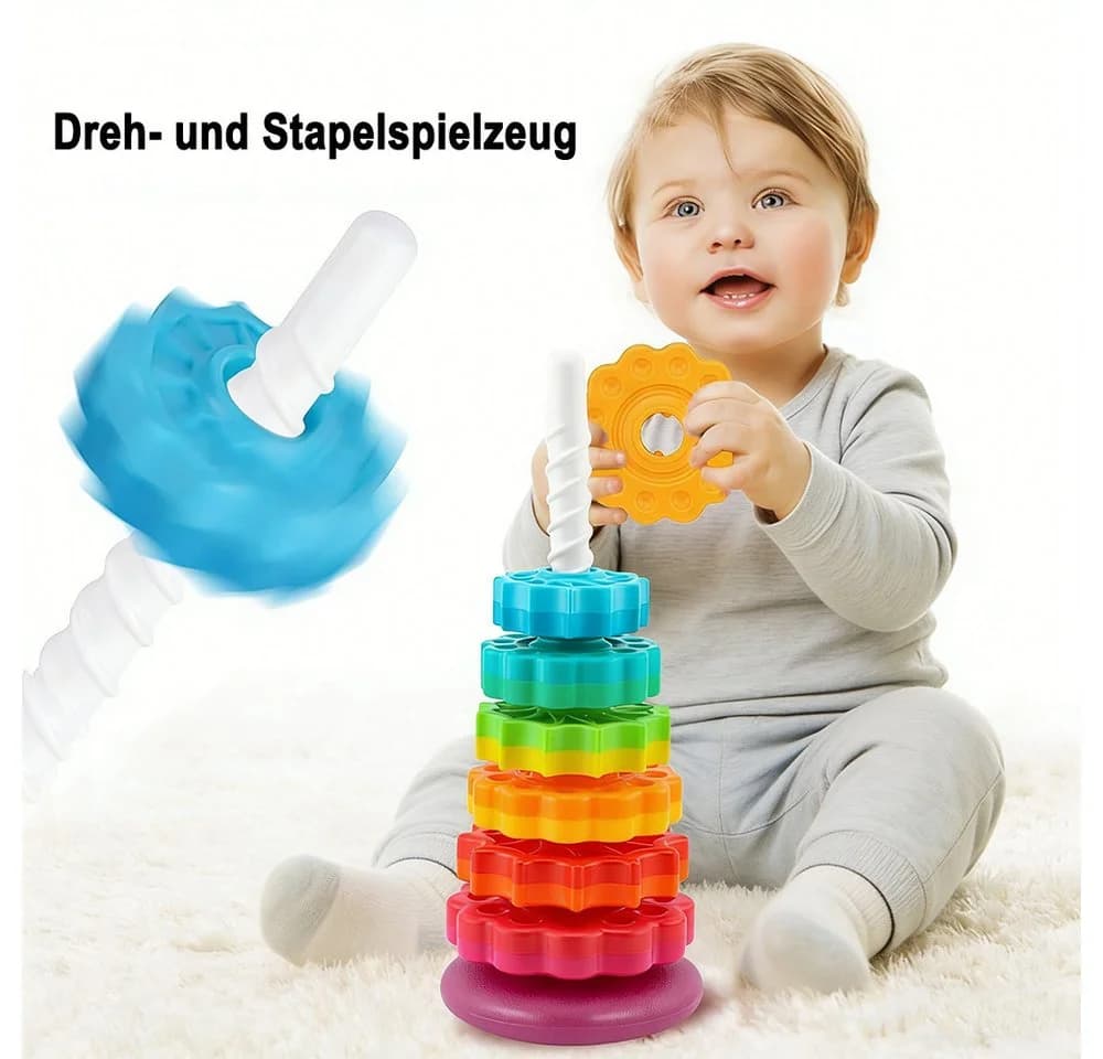 Zaewry Stapelspielzeug Drehspielzeug Bunt Regenbogen für Kinder ab 3 Jahren